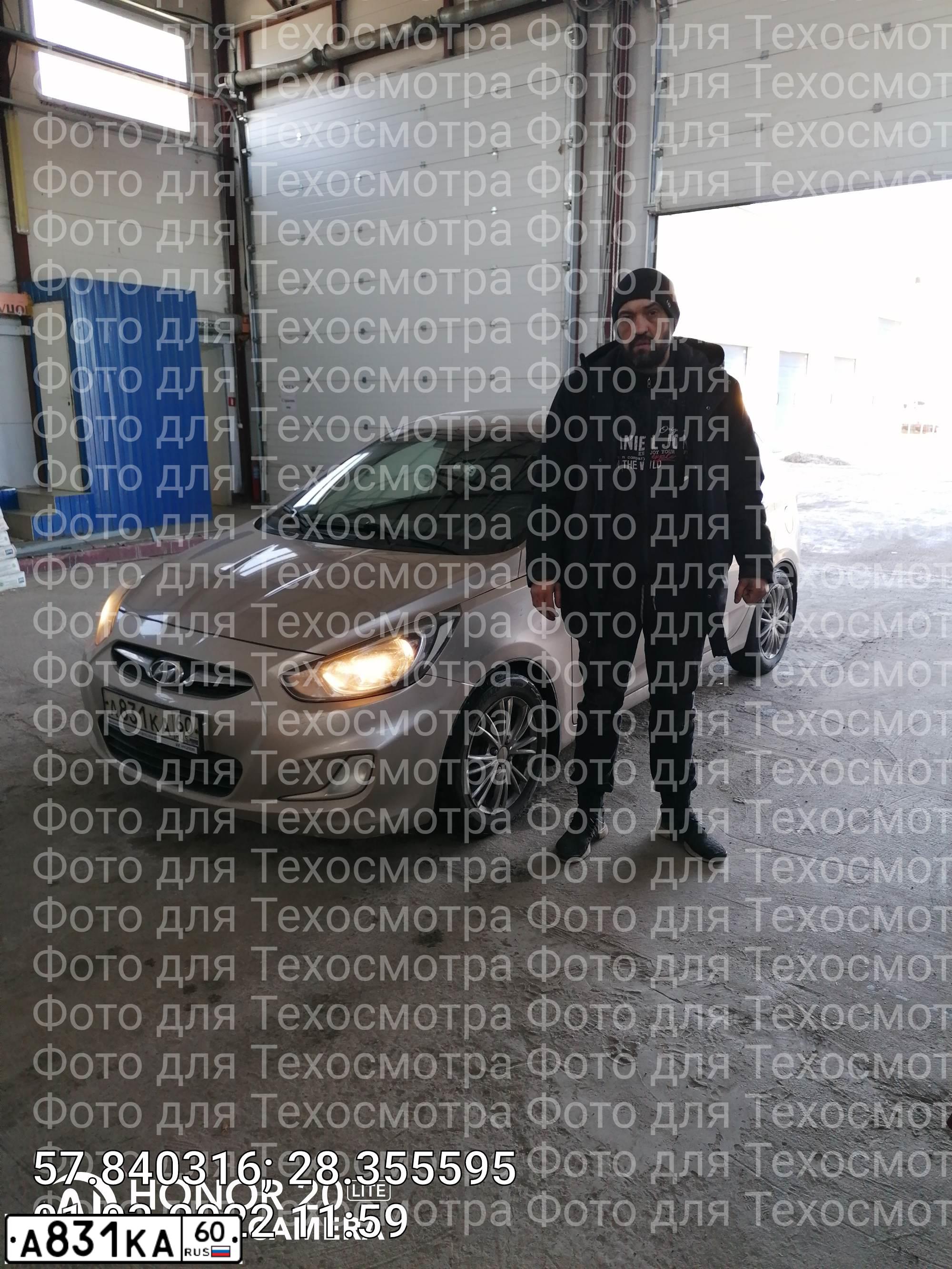 Фото автомобиля HYUNDAI SOLARIS, 2012 — госномер А831КА60. Цвет: БЕЖЕВО-СЕРЫЙ