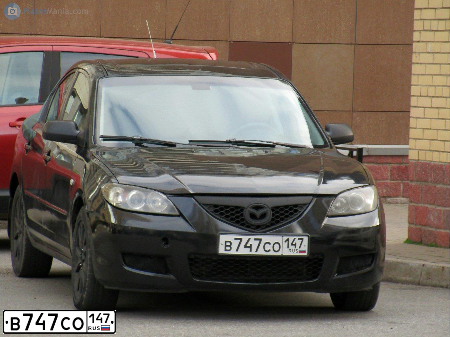 Фото автомобиля MAZDA A 3, 2006 — госномер В747СО147. Цвет: ЧЕРНЫЙ
