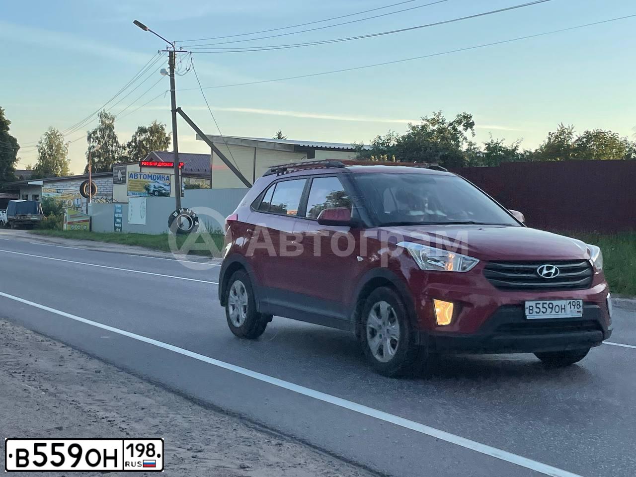 Фото автомобиля HYUNDAI CRETA, 2019 — госномер В559ОН198. Цвет: КРАСНЫЙ