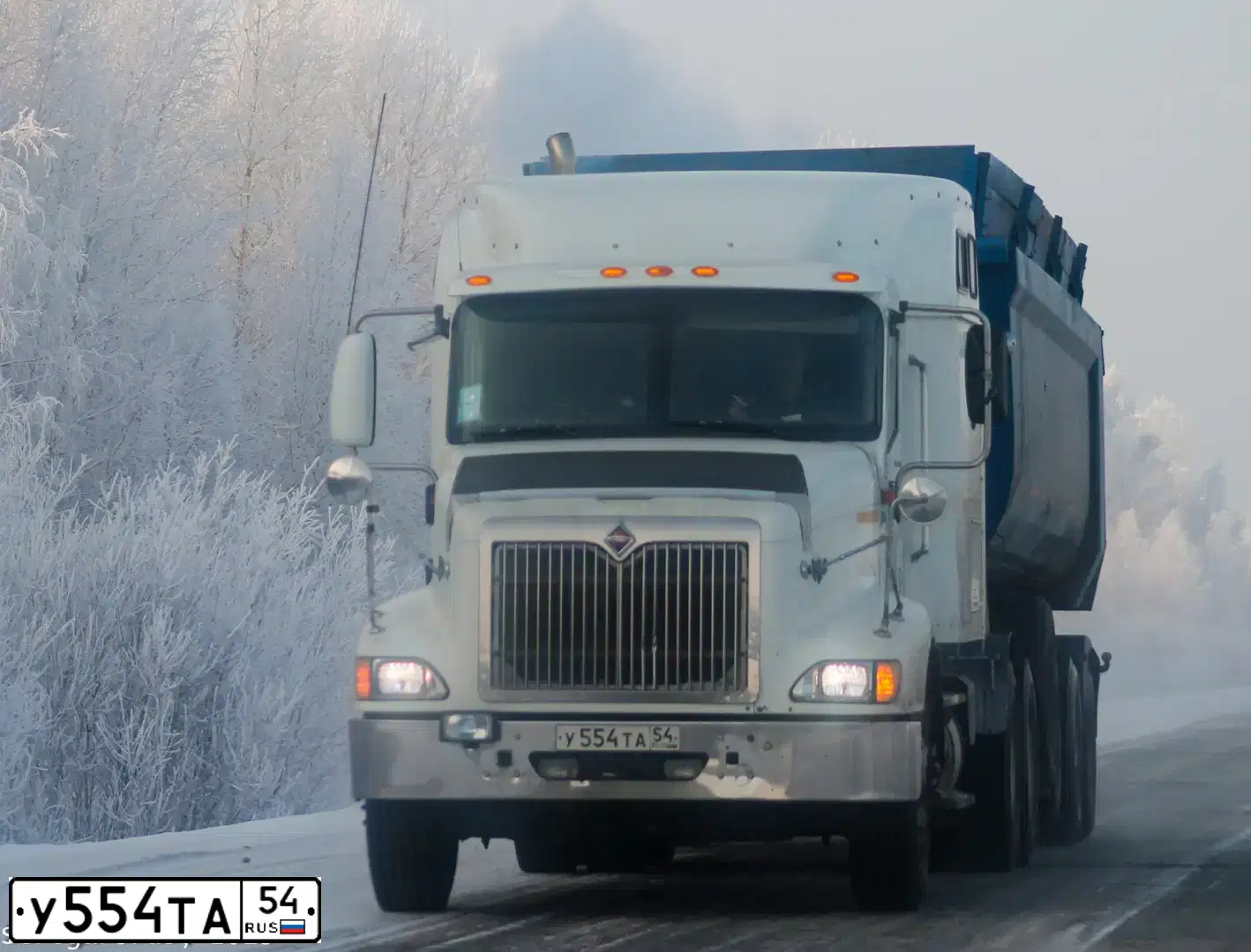 Фото автомобиля INTERNATIONAL HEAVY TRUCK 8500-9900, 2003 — госномер Н700АР154. Цвет: Белый