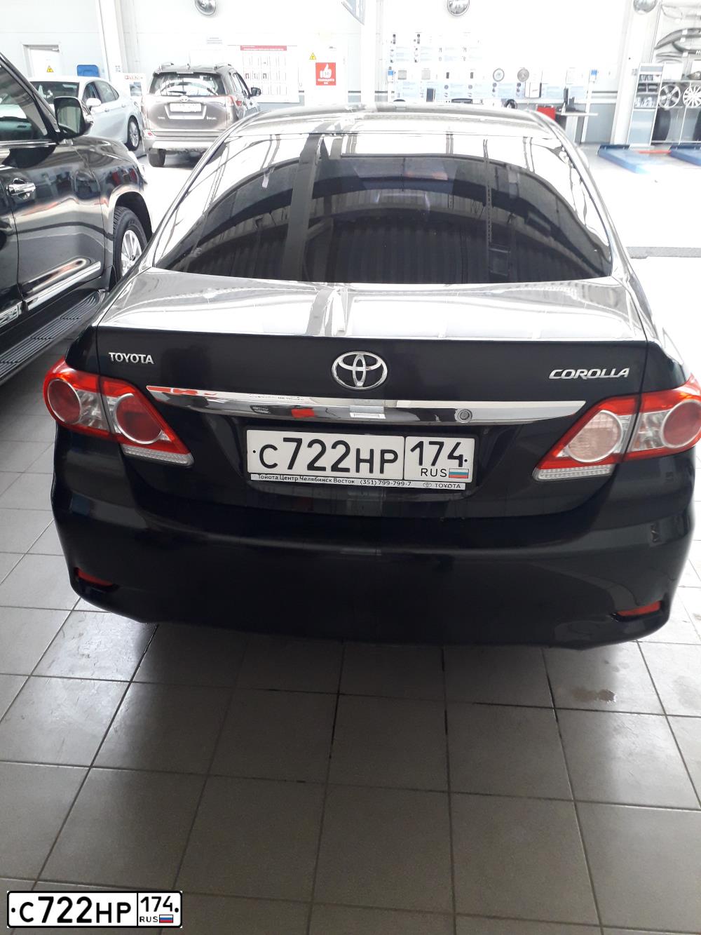 Фото автомобиля TOYOTA COROLLA, 2011 — госномер С722НР174. Цвет: ЧЕРНЫЙ