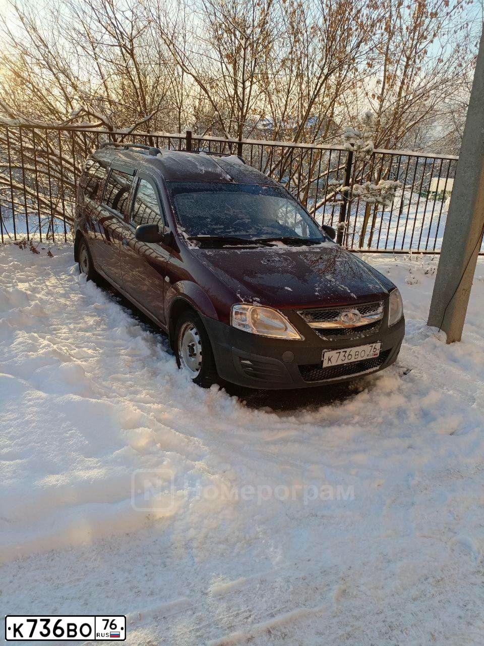 Фото автомобиля LADA LARGUS, 2014 — госномер К736ВО76. Цвет: КРАСНЫЙ