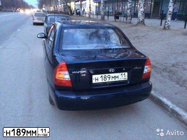 Фото автомобиля HYUNDAI ACCENT, 2008 — госномер Р844СК29. Цвет: синий
