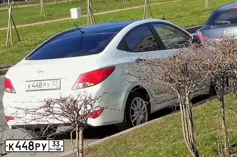 Фото автомобиля HYUNDAI SOLARIS, 2015 — госномер К448РУ33. Цвет: БЕЛЫЙ