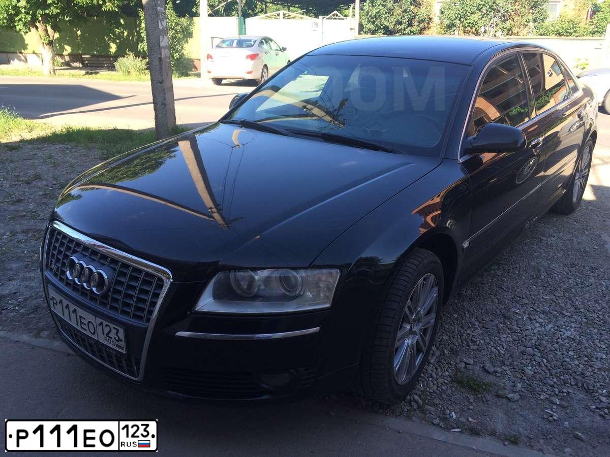 Фото автомобиля AUDI A8, 2005 — госномер Р111ЕО123. Цвет: ЧЕРНЫЙ