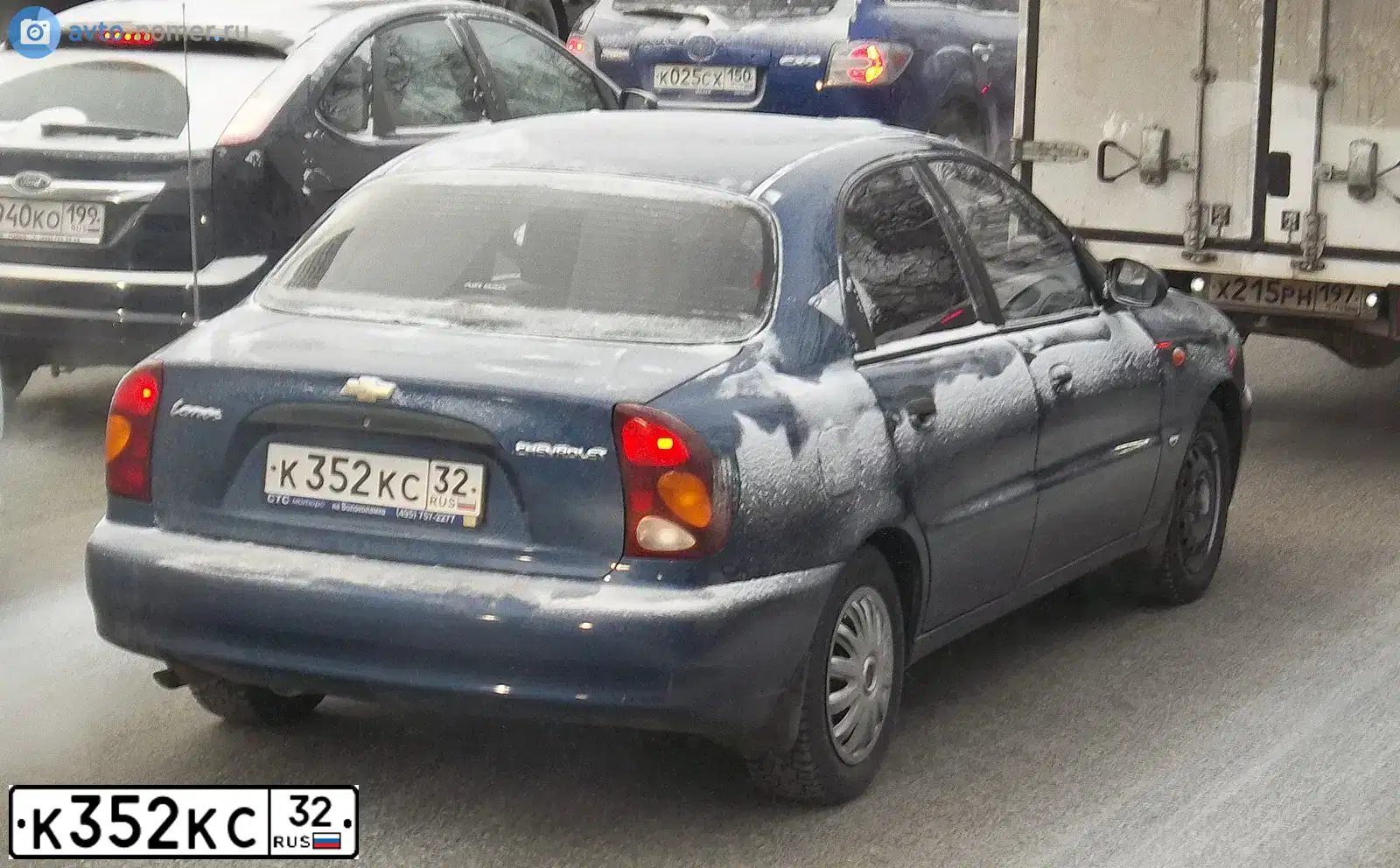 Фото автомобиля ZAZ LANOS, 2008 — госномер К352КС32. Цвет: СИНИЙ