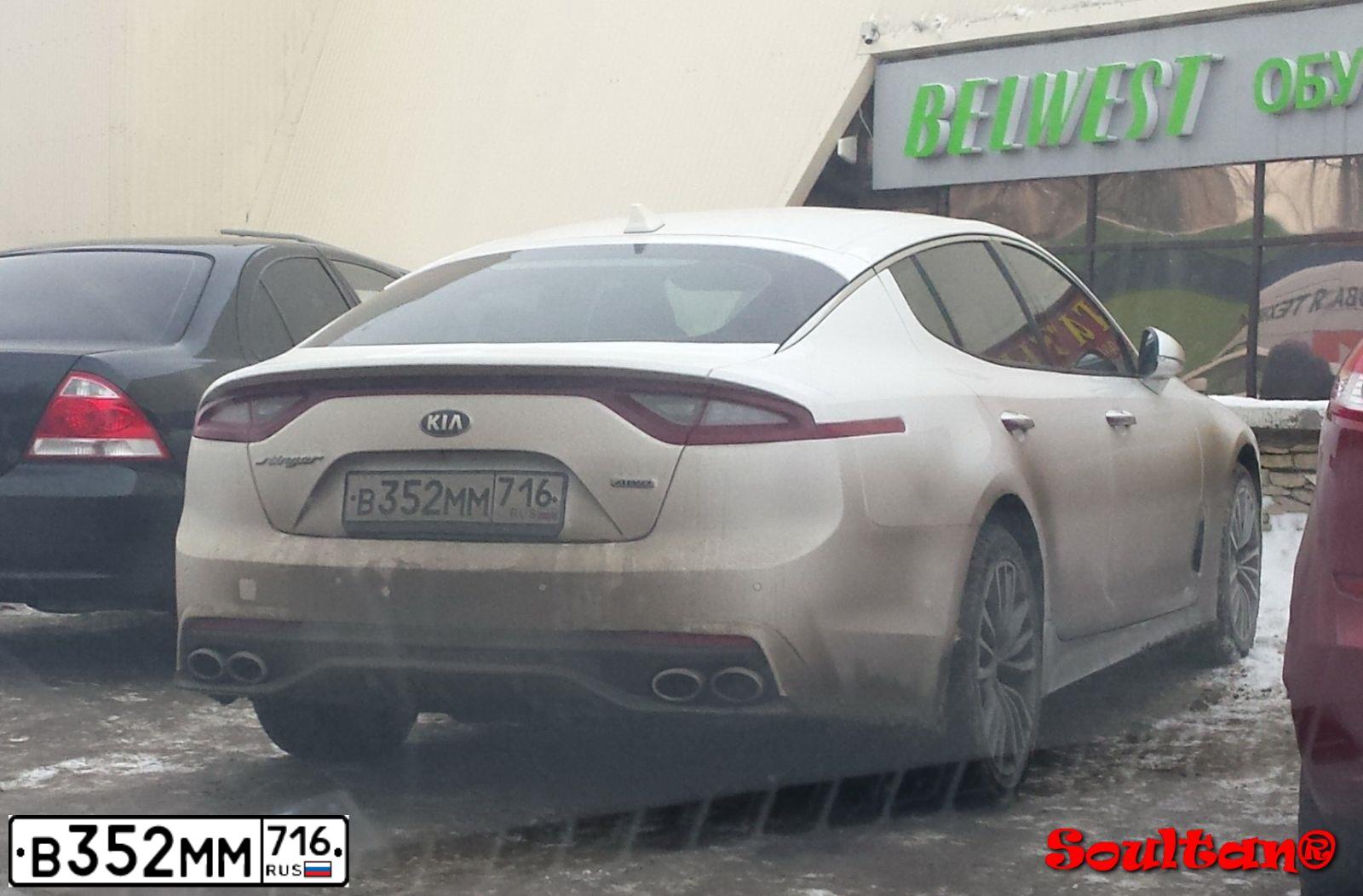Фото автомобиля KIA STINGER, 2018 — госномер Х162ВМ154. Цвет: Белый