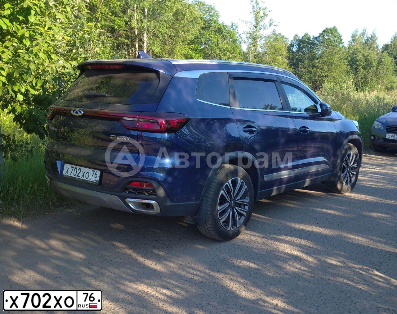Фото автомобиля CHERY TIGGO, 2020 — госномер Х702ХО76. Цвет: синий