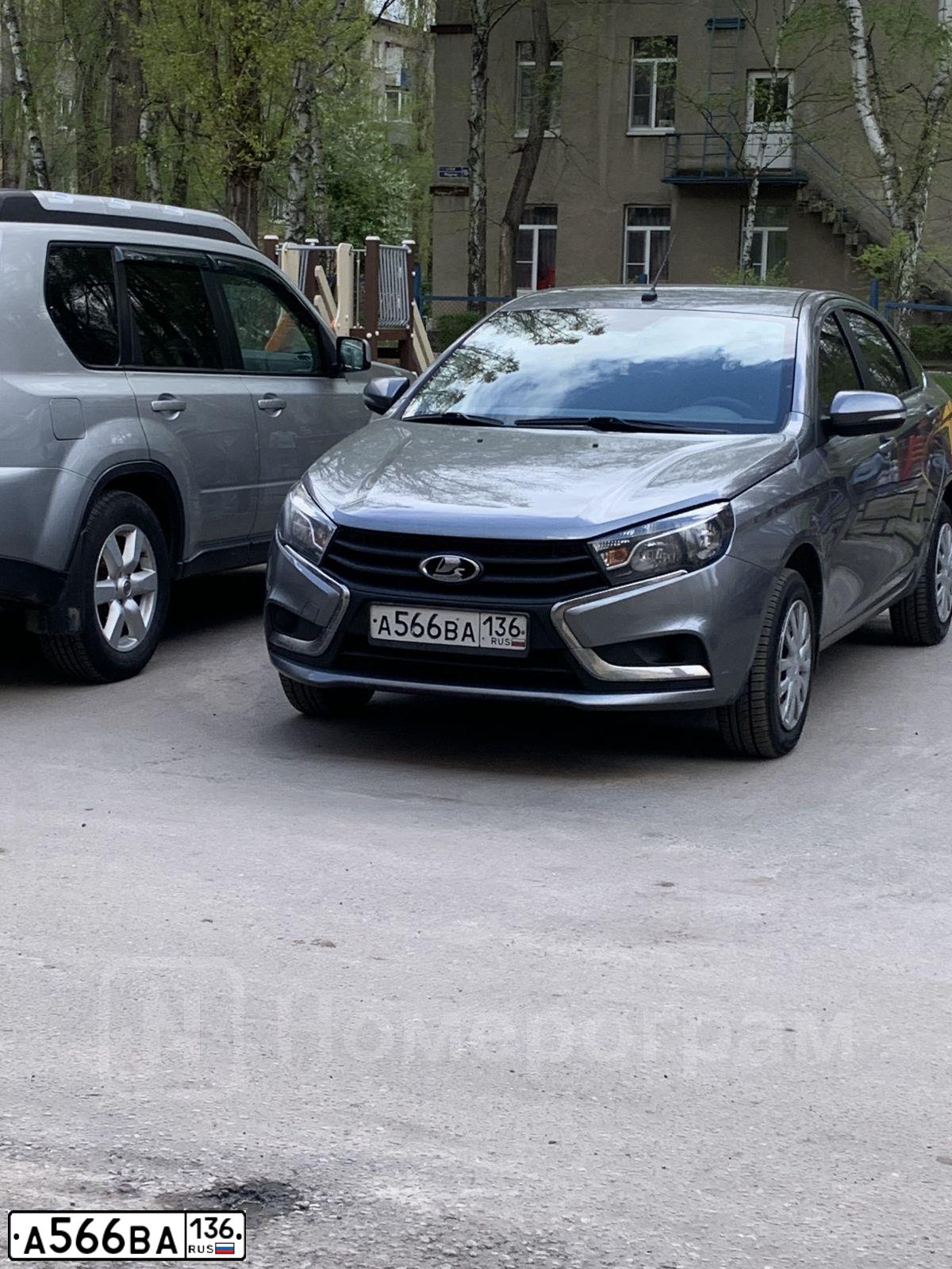 Фото автомобиля LADA VESTA, 2018 — госномер А566ВА136. Цвет: Серый