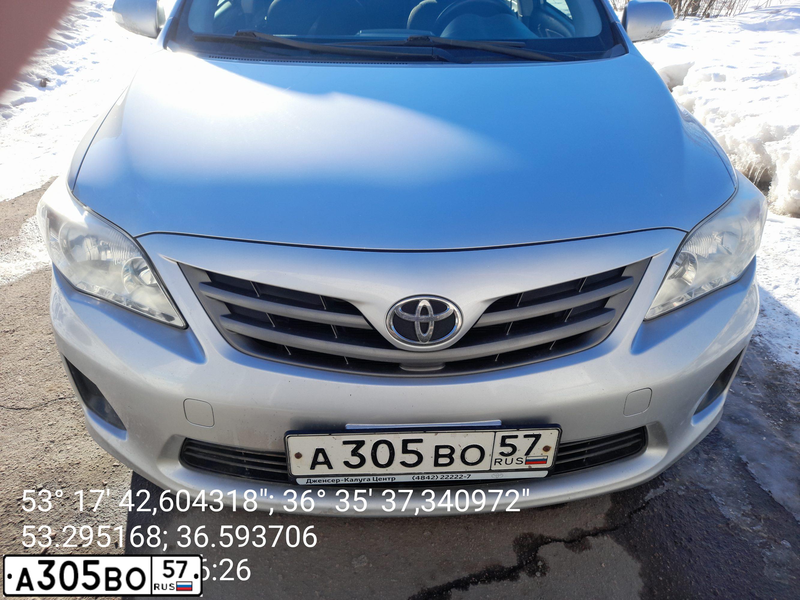 Фото автомобиля TOYOTA COROLLA, 2012 — госномер А305ВО57