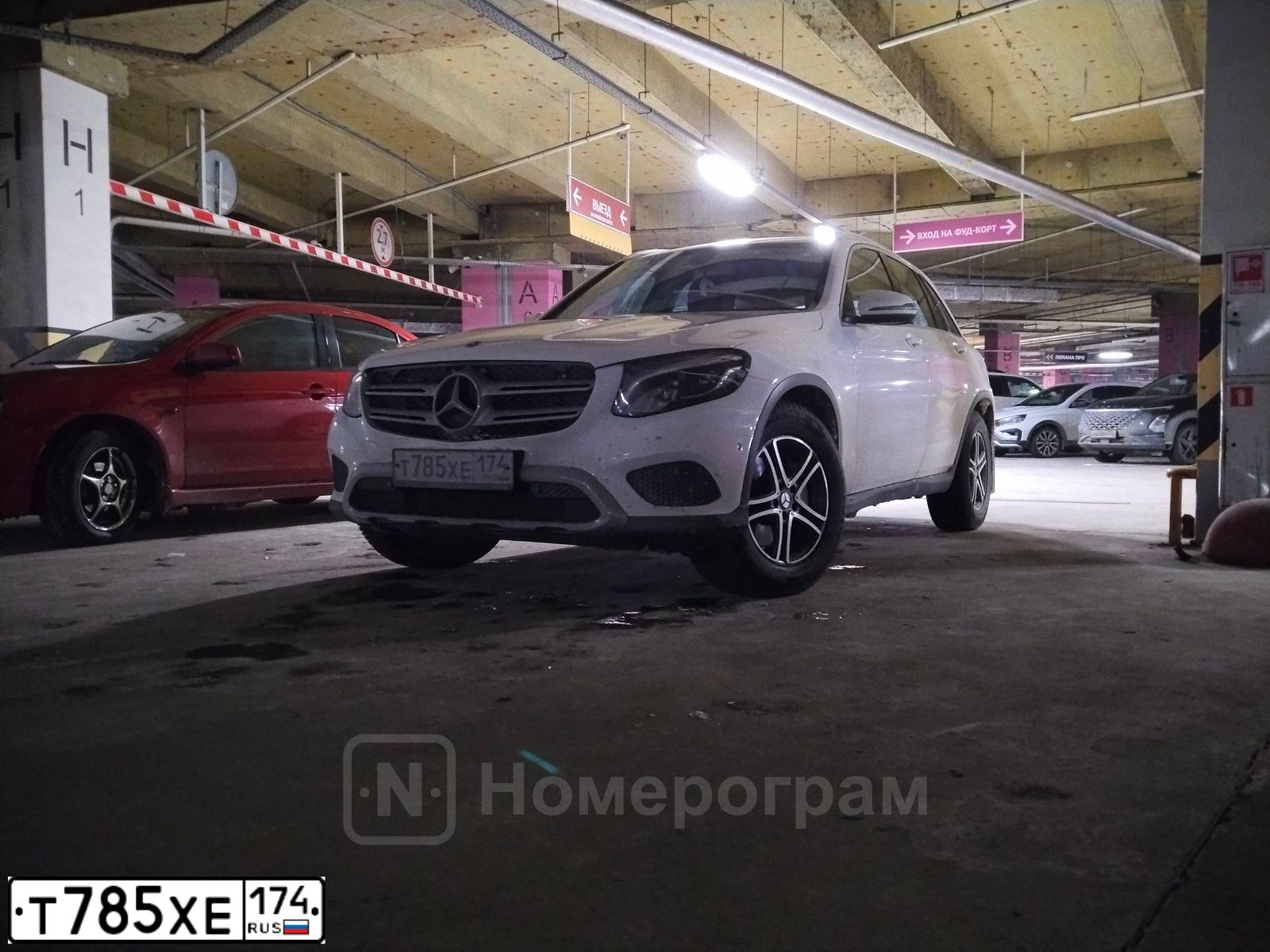 Фото автомобиля MERCEDES GLC-KLASSE, 2017 — госномер Т785ХЕ174. Цвет: БЕЛЫЙ