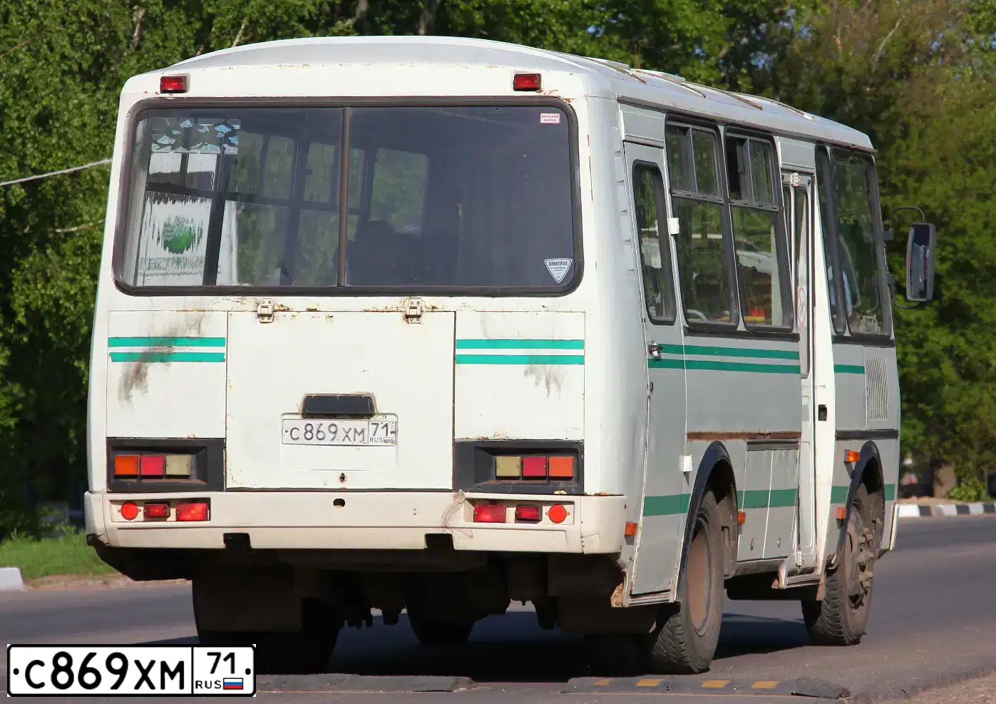 Фото автомобиля PAZ 3205, 2005 — госномер С869ХМ71. Цвет: БЕЛО-ЗЕЛЕНЫЙ