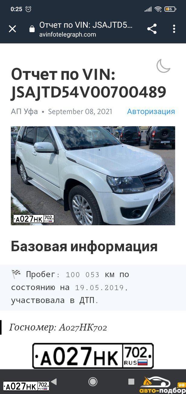 Фото автомобиля SUZUKI /GRAND/ VITARA, 2014 — госномер А027НК702. Цвет: Белый