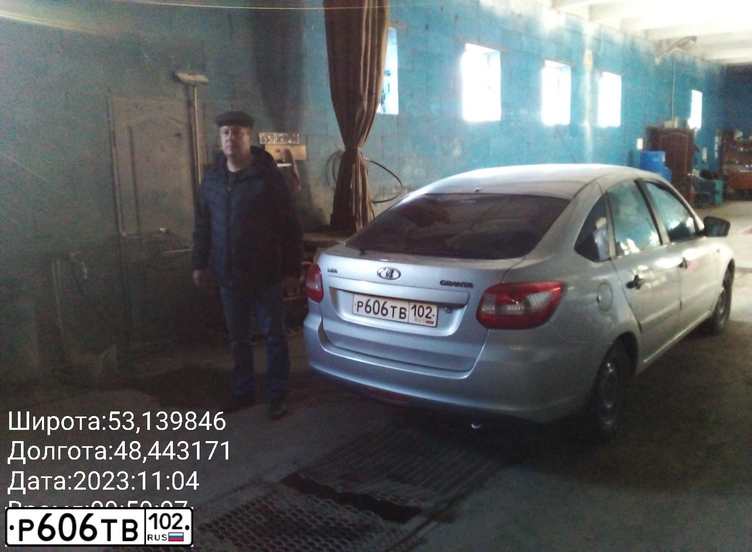 Фото автомобиля LADA 2191 GRANTA, 2014 — госномер Р606ТВ102. Цвет: СЕРЕБРИСТЫЙ