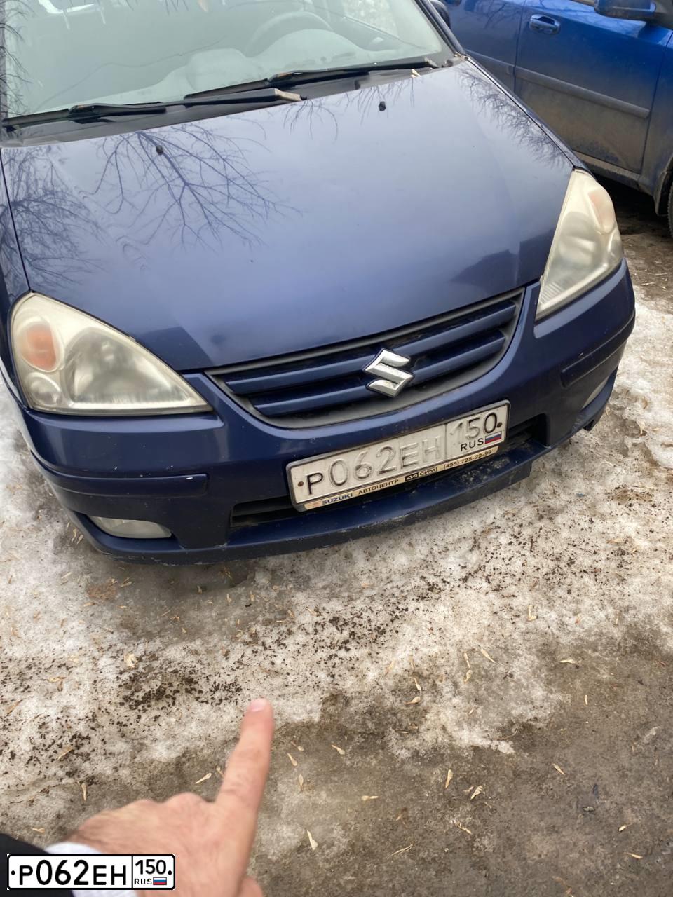 Фото автомобиля SUZUKI LIANA, 2007 — госномер С745АУ05. Цвет: синий