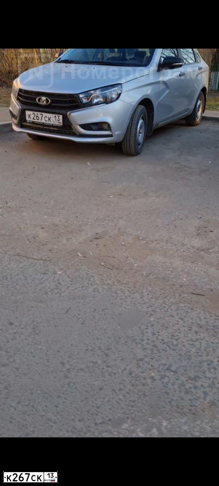 Фото автомобиля LADA VESTA, 2017 — госномер К267СК13. Цвет: СЕРЕБРИСТЫЙ