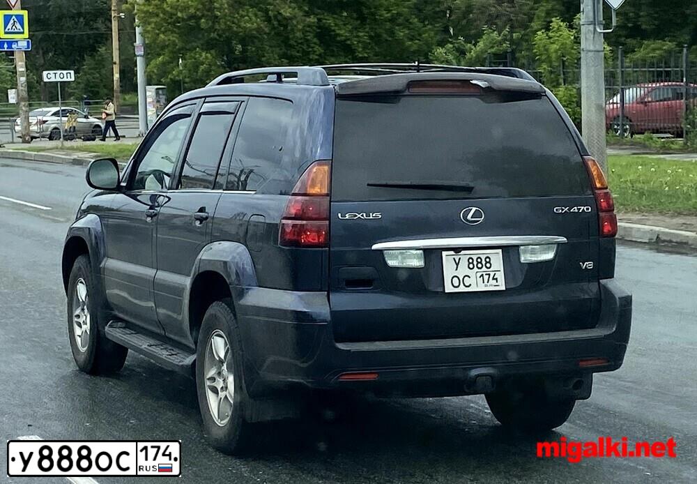 Фото автомобиля LEXUS GX, 2003 — госномер У888ОС174. Цвет: СИНИЙ