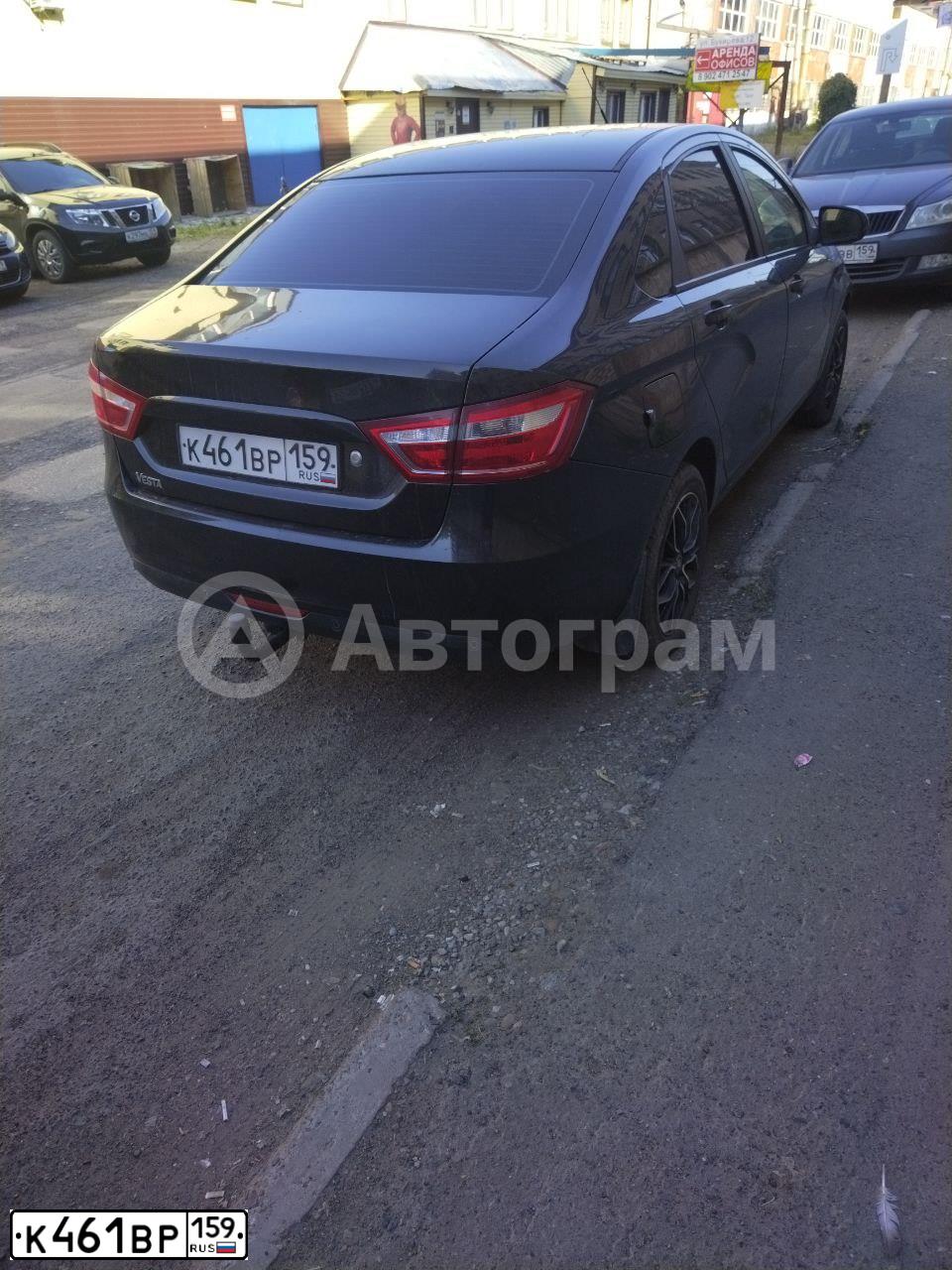 Фото автомобиля LADA VESTA, 2015 — госномер К461ВР159. Цвет: ЧЕРНЫЙ