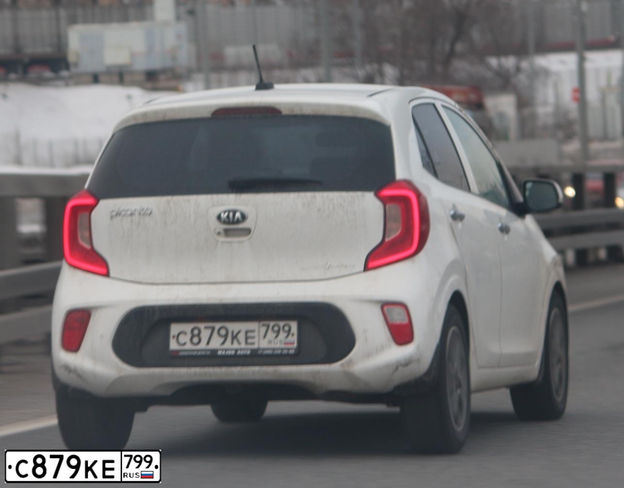 Фото автомобиля KIA PICANTO / MORNING, 2018 — госномер С879КЕ799. Цвет: БЕЛЫЙ