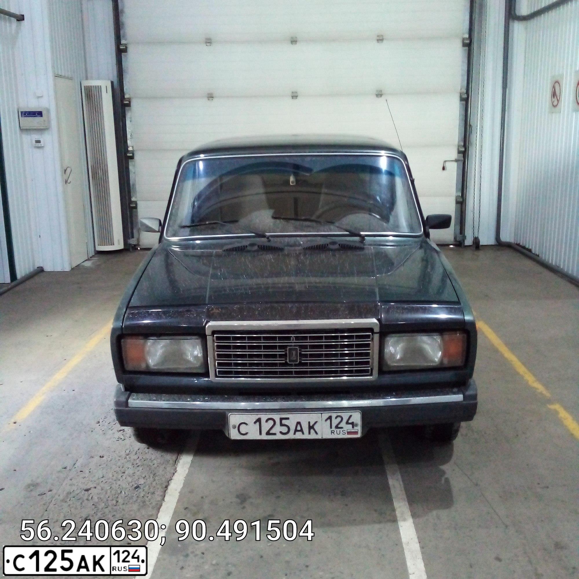 Фото автомобиля LADA 2107, 2010 — госномер С125АК124. Цвет: Серо-сине-зеленый
