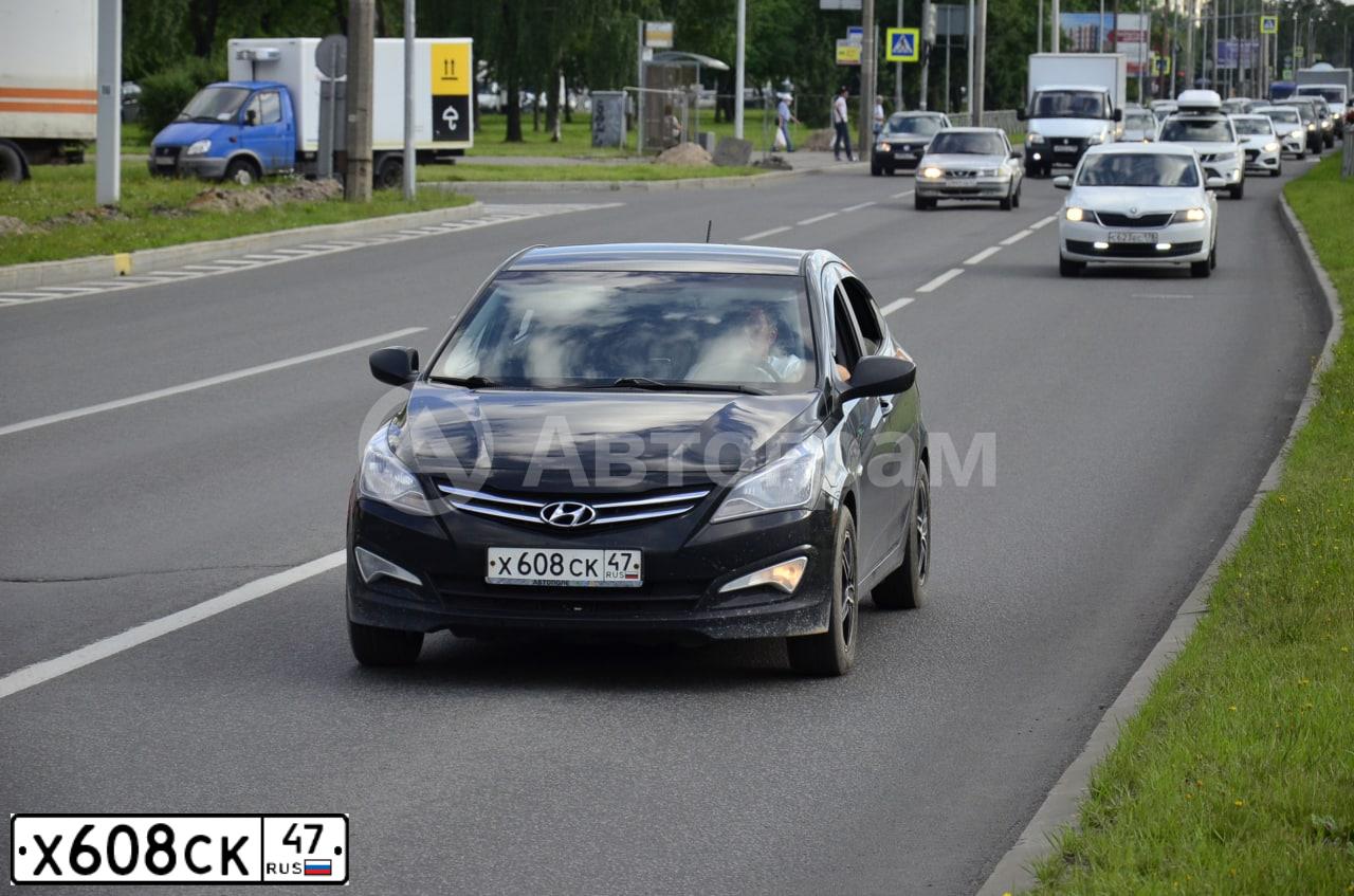 Фото автомобиля HYUNDAI SOLARIS, 2016 — госномер Х608СК47. Цвет: ЧЕРНЫЙ