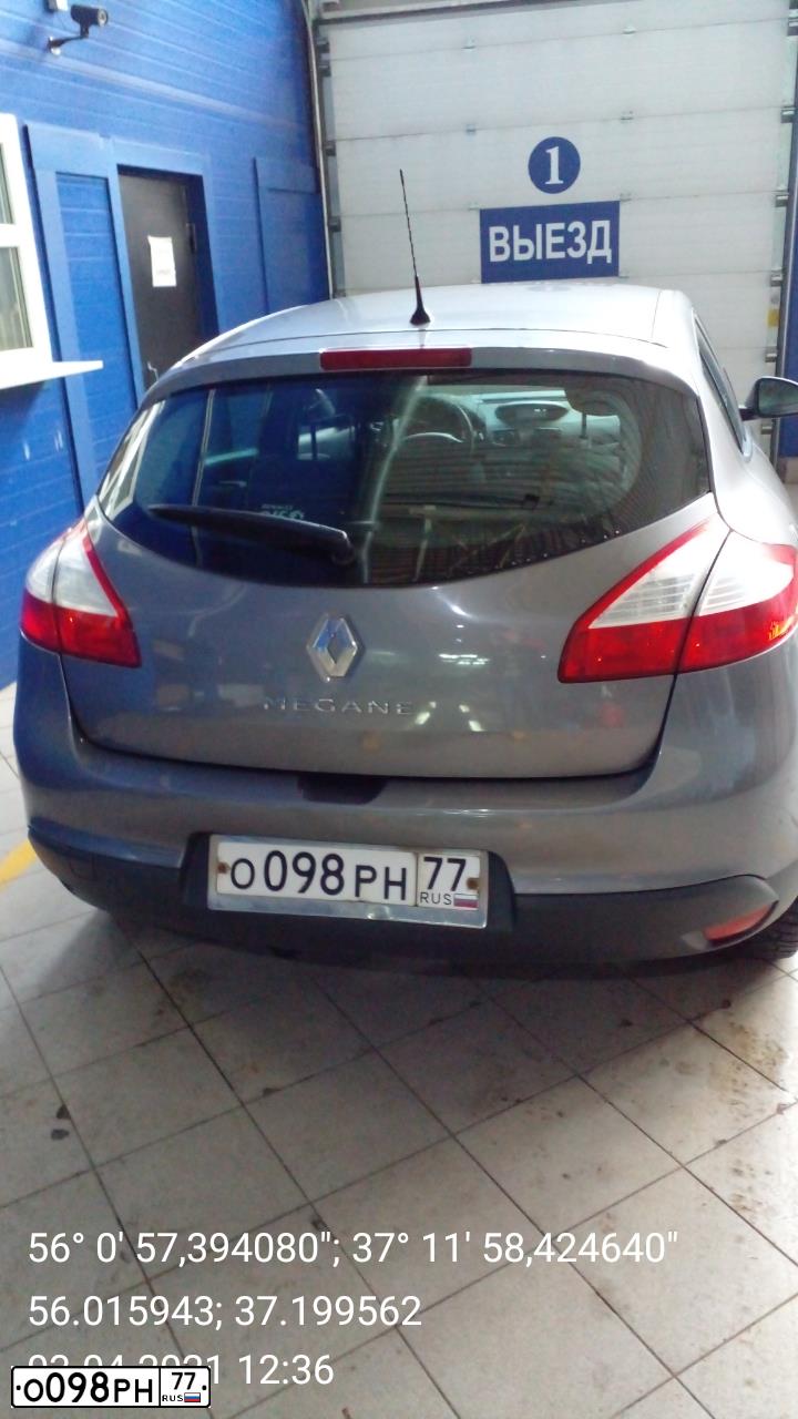 Фото автомобиля RENAULT MEGANE, 2011 — госномер О309УВ790. Цвет: ТЕМНО-СЕРЫЙ