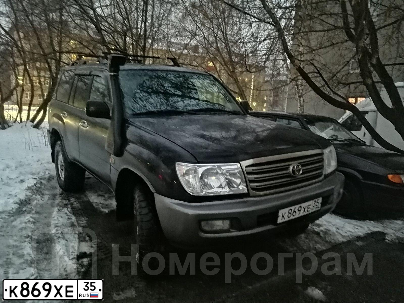Фото автомобиля TOYOTA LANDCRUISER, 1998 — госномер К869ХЕ35. Цвет: ЧЕРНЫЙ
