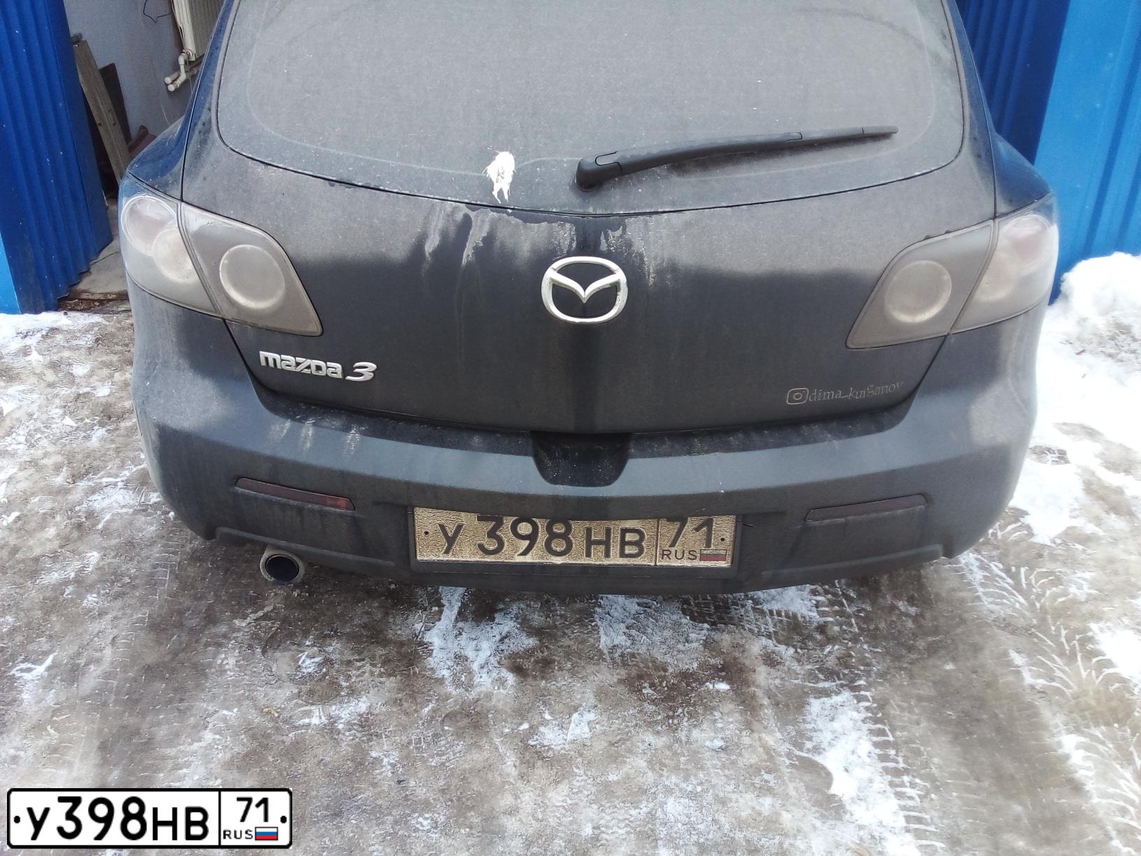Фото автомобиля MAZDA 3, 2008 — госномер У398НВ71. Цвет: ЧЕРНЫЙ