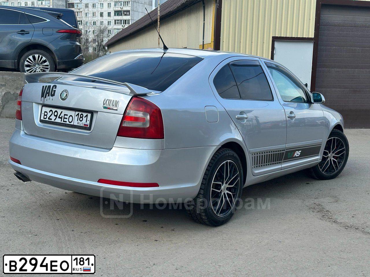 Фото автомобиля SKODA ШКОДА OCTAVIA А5 RS, 2008 — госномер В294ЕО181. Цвет: СЕРЫЙ