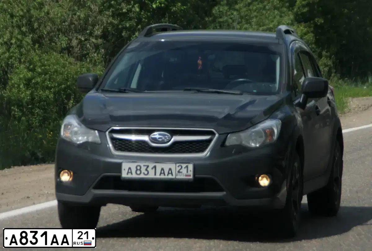 Фото автомобиля SUBARU IMPREZA, 2013 — госномер А831АА21. Цвет: ЧЕРНЫЙ