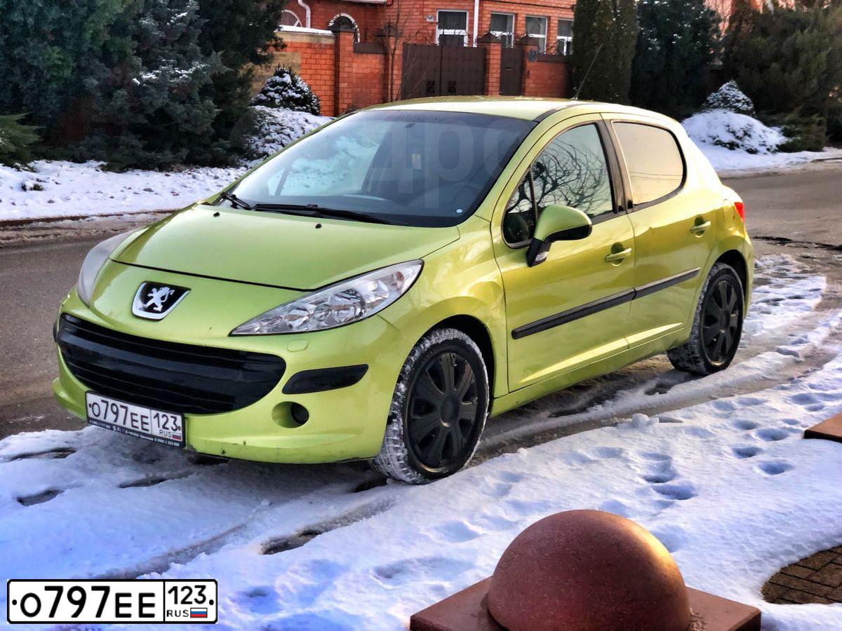 Фото автомобиля PEUGEOT 207, 2007 — госномер О797ЕЕ123. Цвет: ЖЕЛТЫЙ