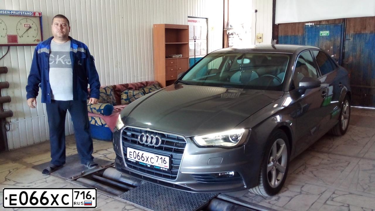 Фото автомобиля AUDI A3, 2014 — госномер Е066ХС716. Цвет: СЕРО-КОРИЧНЕВЫЙ