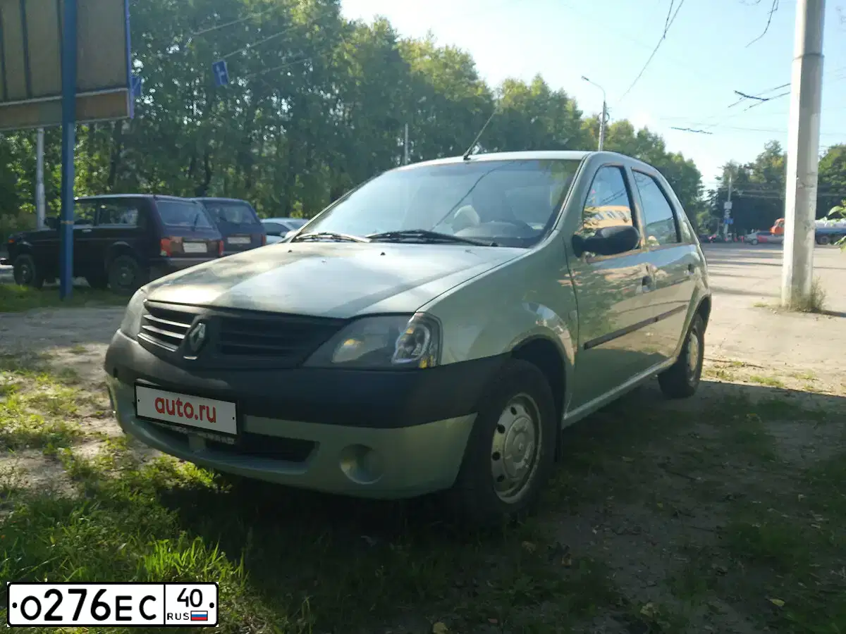 Фото автомобиля RENAULT T LOGAN, 2008 — госномер О276ЕС40. Цвет: СЕРО-ЗЕЛЕНЫЙ