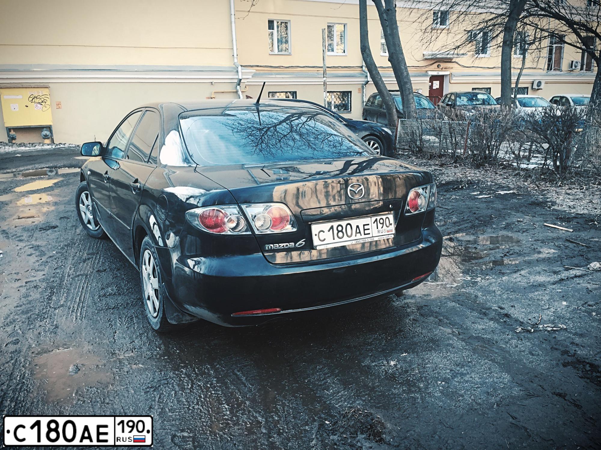 Фото автомобиля MAZDA 6, 2006 — госномер С180АЕ190. Цвет: ЧЕРНЫЙ