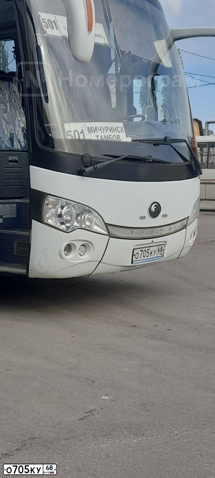 Фото автомобиля YUTONG 6899, 2019 — госномер О705КУ68. Цвет: Белый