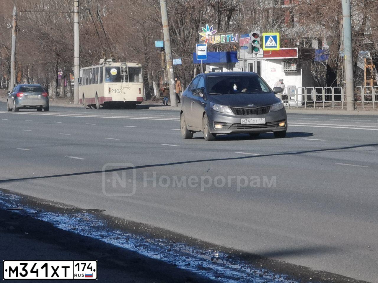 Фото автомобиля KIA RIO, 2015 — госномер М288ММ174. Цвет: ТЕМНО-СЕРЫЙ
