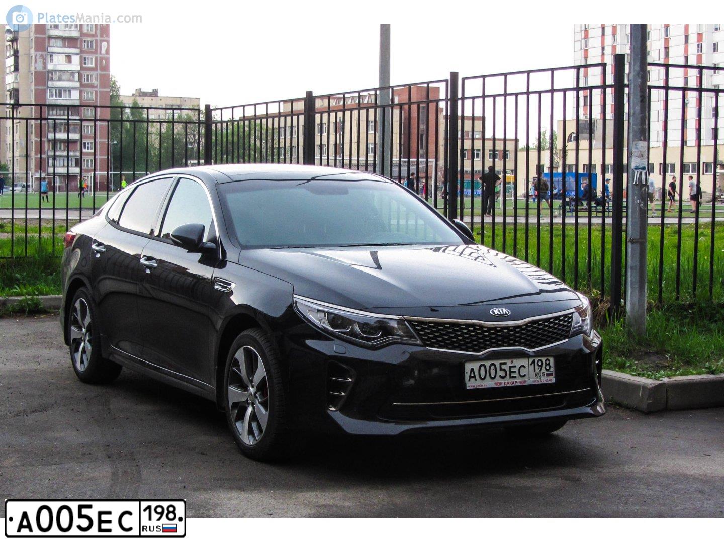 Фото автомобиля KIA MAGENTIS / OPTIMA, 2018 — госномер А005ЕС198. Цвет: ЧЕРНЫЙ
