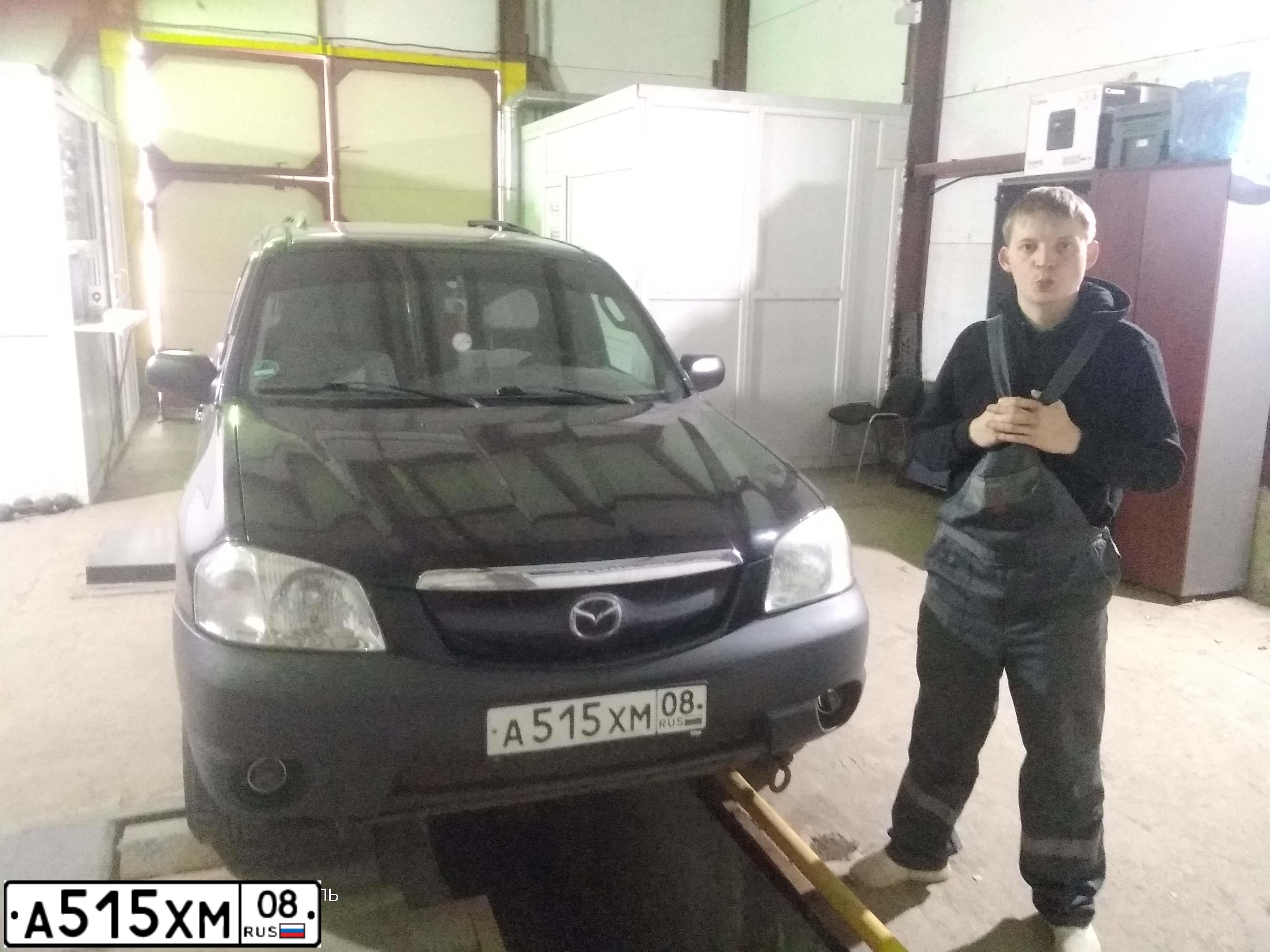 Фото автомобиля MAZDA TRIBUTE, 2001 — госномер А515ХМ08. Цвет: ЧЕРНЫЙ