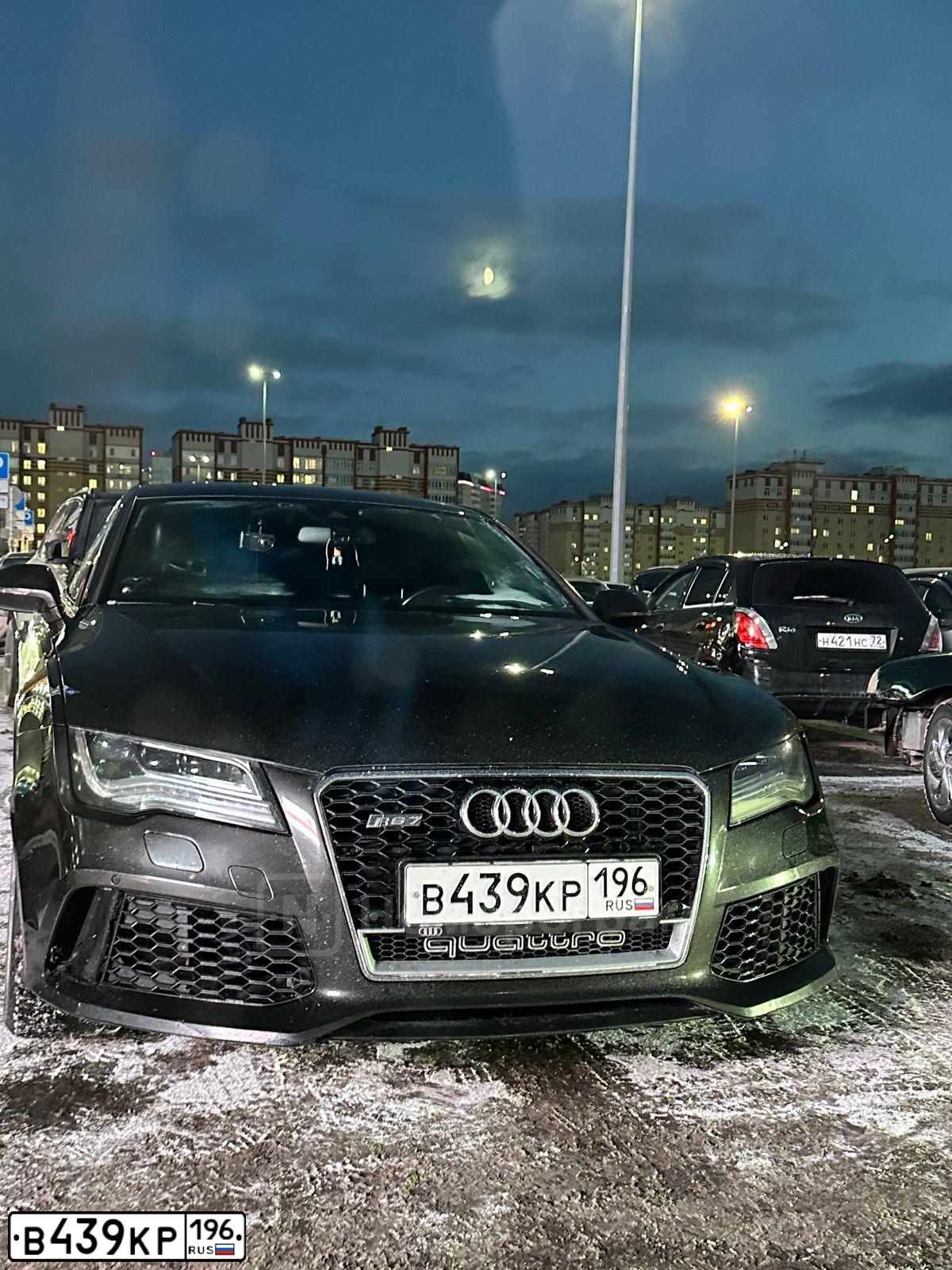 Фото автомобиля AUDI A7, 2012 — госномер В439КР196. Цвет: ЧЕРНЫЙ