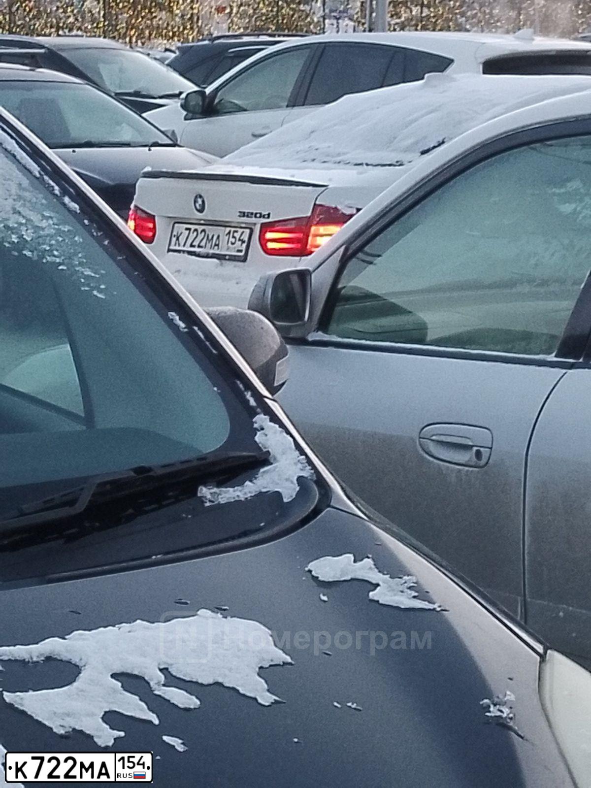 Фото автомобиля BMW 320D, 2012 — госномер Т100АН154. Цвет: Белый