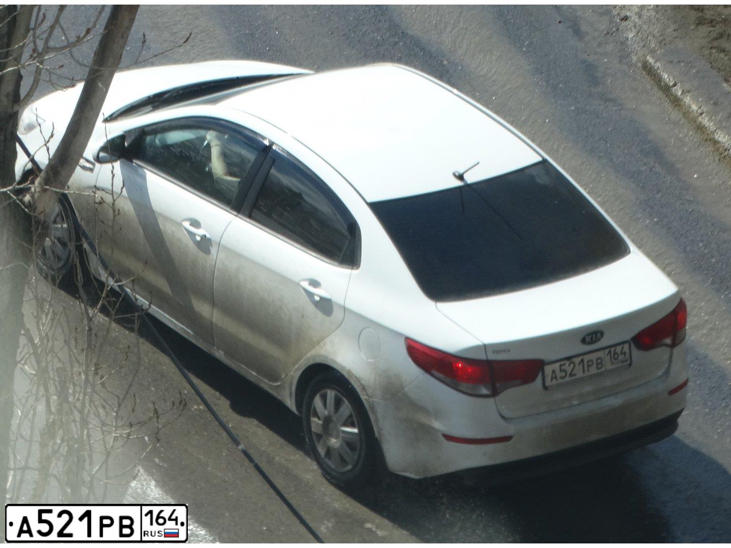 Фото автомобиля KIA RIO, 2016 — госномер А521РВ164. Цвет: БЕЛЫЙ