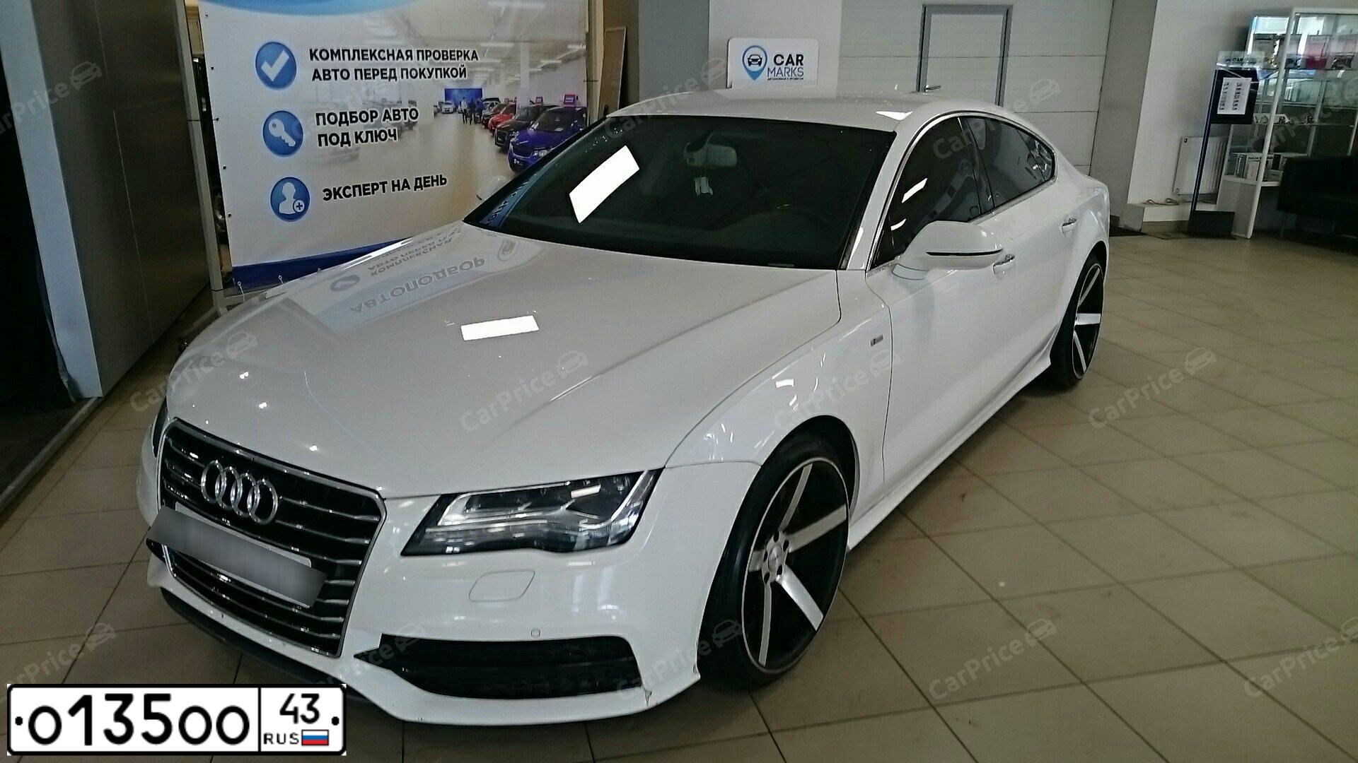 Фото автомобиля AUDI A7, 2013 — госномер Т100ТХ116. Цвет: Белый