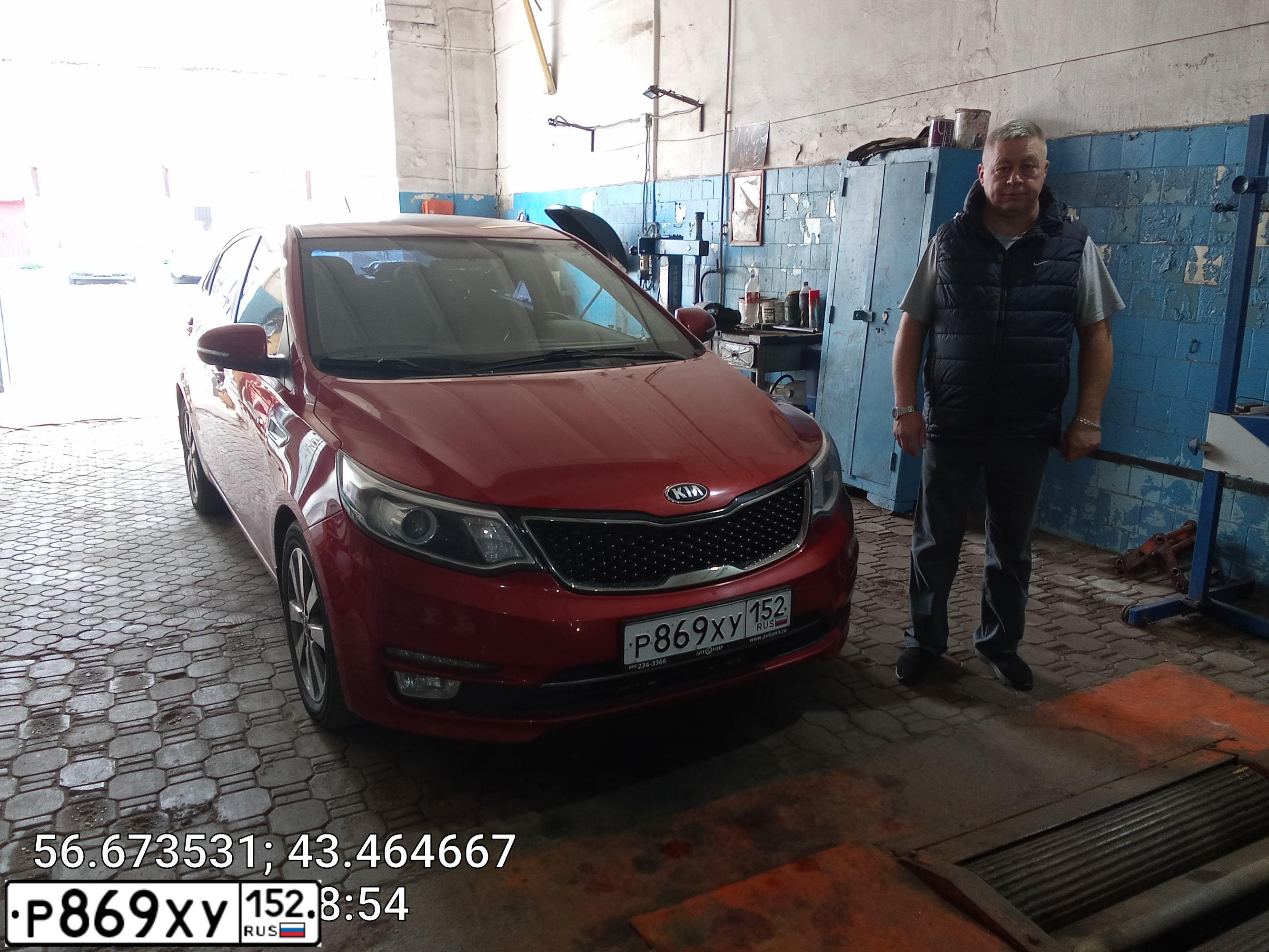 Фото автомобиля KIA RIO, 2015 — госномер Р869ХУ152. Цвет: Красный