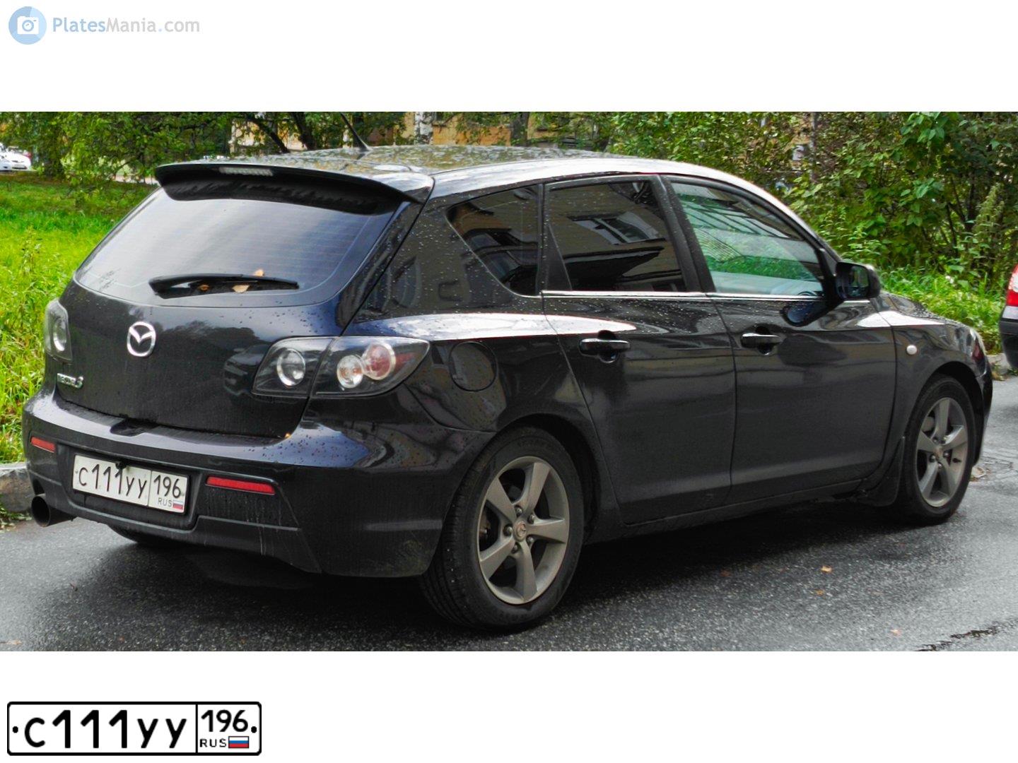 Фото автомобиля MAZDA 3, 2005 — госномер С101АМ196. Цвет: ЧЕРНЫЙ