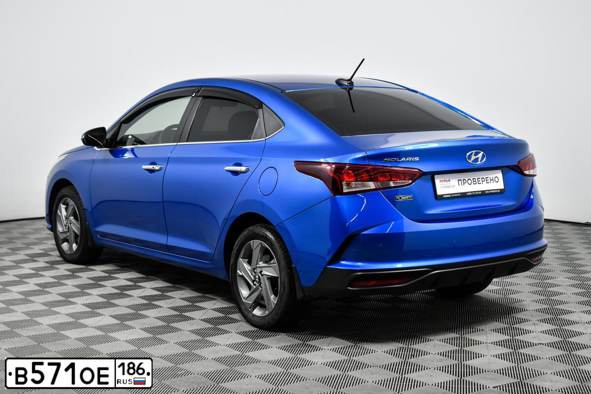 Фото автомобиля HYUNDAI SOLARIS, 2020 — госномер У508МО136. Цвет: синий