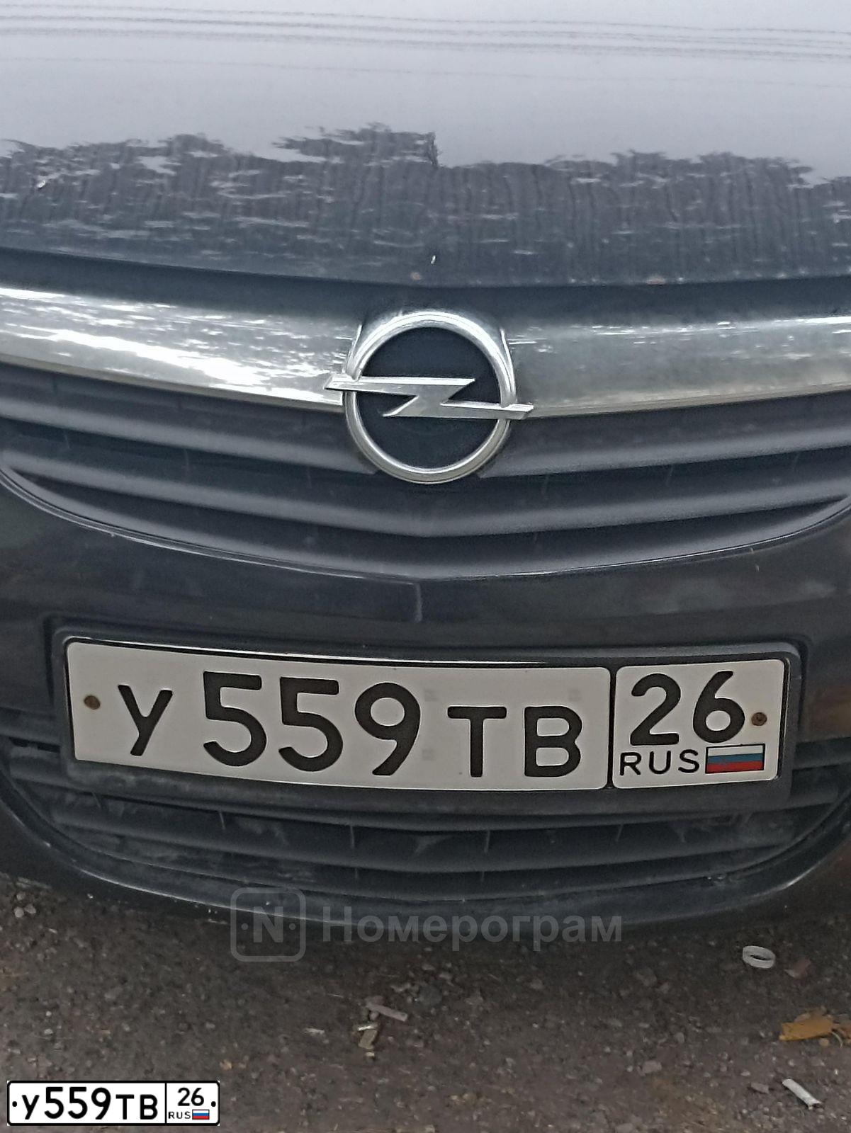 Фото автомобиля OPEL CORSA, 2007 — госномер У559ТВ26. Цвет: ЧЕРНЫЙ