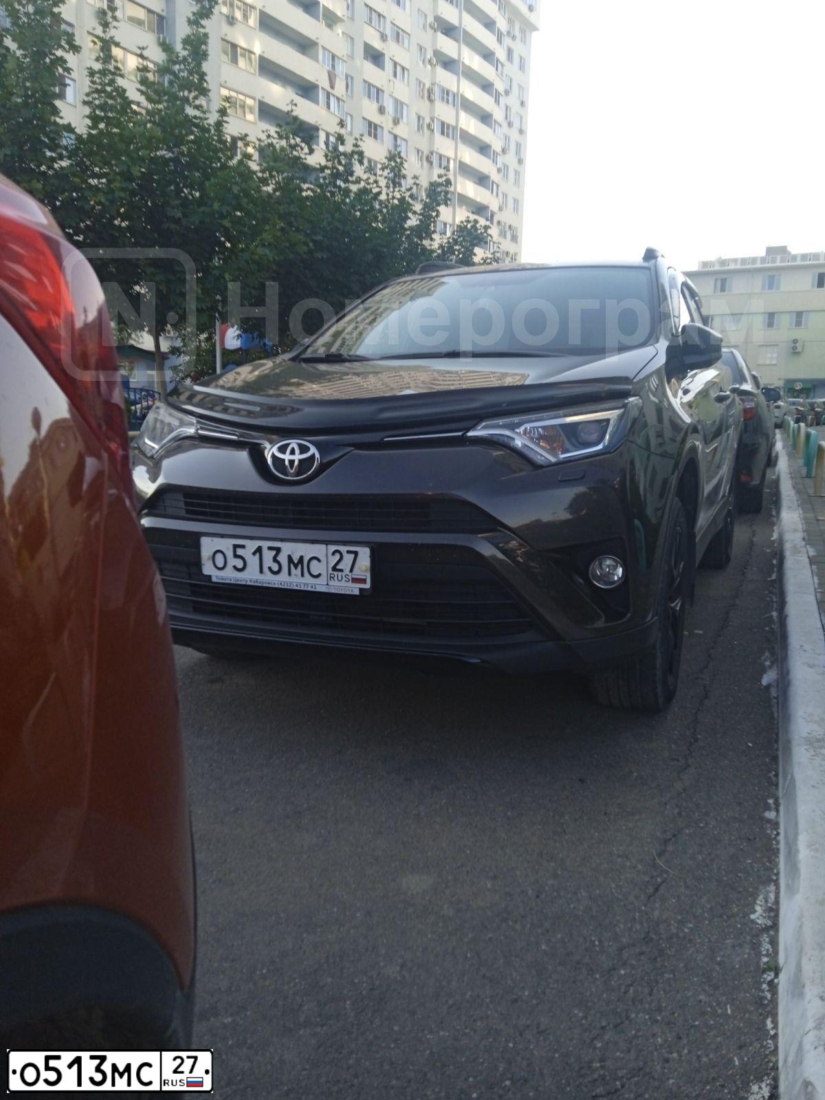 Фото автомобиля TOYOTA RAV4, 2019 — госномер О513МС27. Цвет: Серо-коричневый металлик