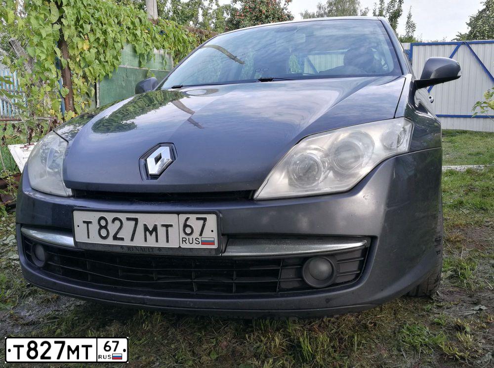 Фото автомобиля RENAULT LAGUNA, 2008 — госномер Т827МТ67. Цвет: ТЕМНО-СЕРЫЙ