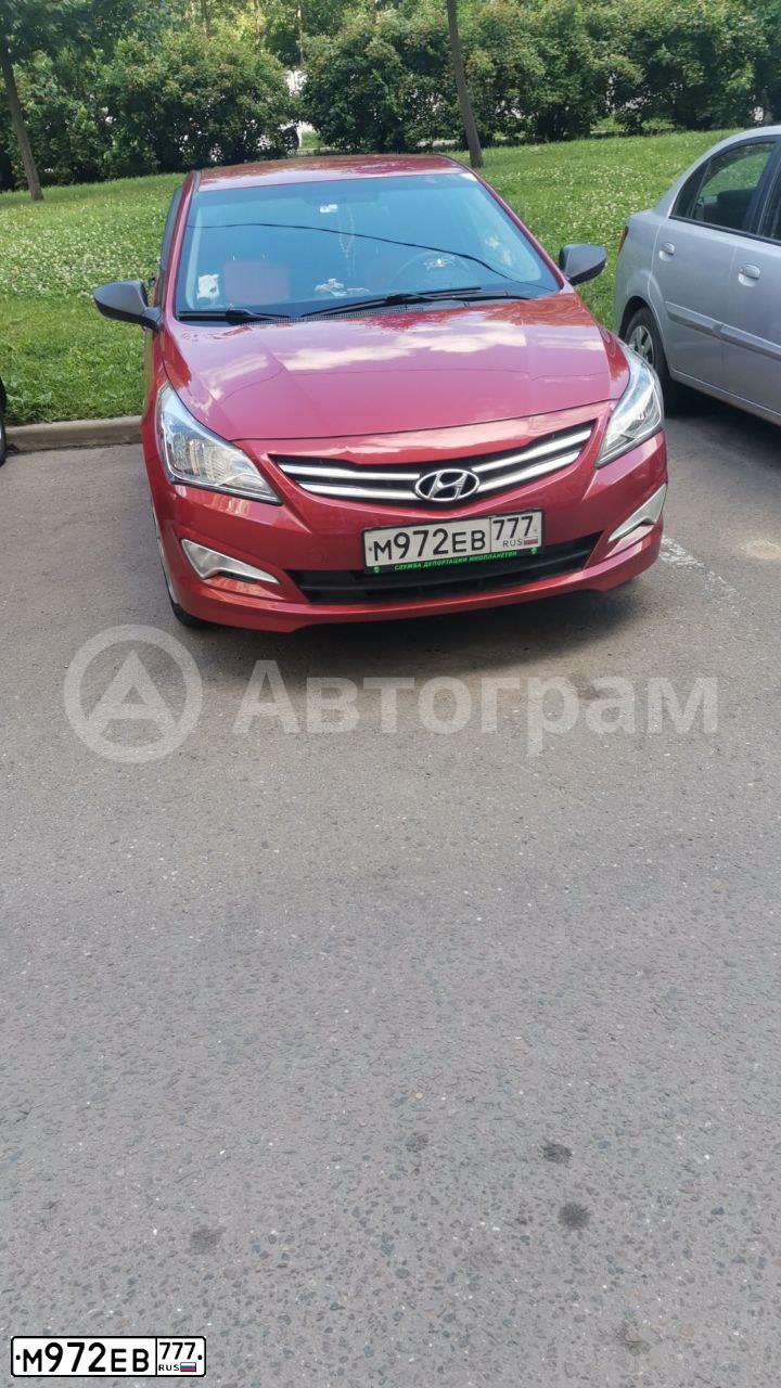 Фото автомобиля HYUNDAI SOLARIS, 2014 — госномер М972ЕВ777. Цвет: КРАСНЫЙ