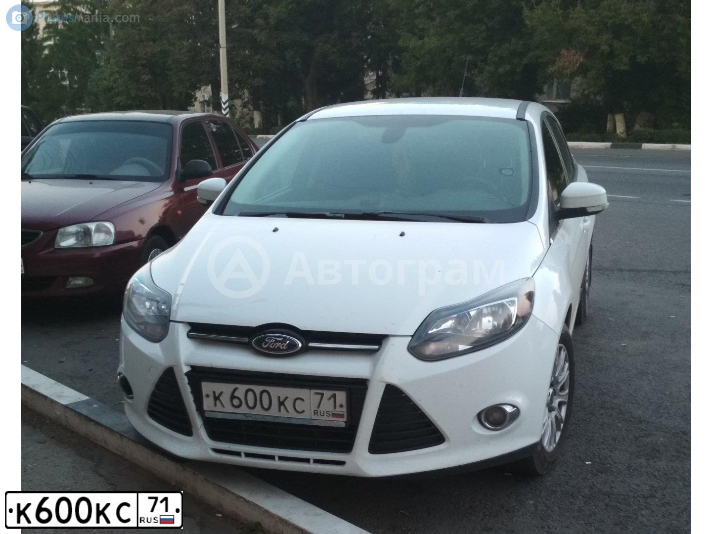 Фото автомобиля FORD FOCUS, 2012 — госномер К600КС71. Цвет: БЕЛЫЙ